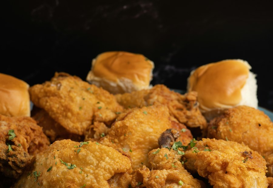 Crispy fried chicken pieces served hot.