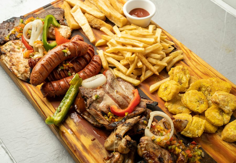A family meal set on a dinner table.